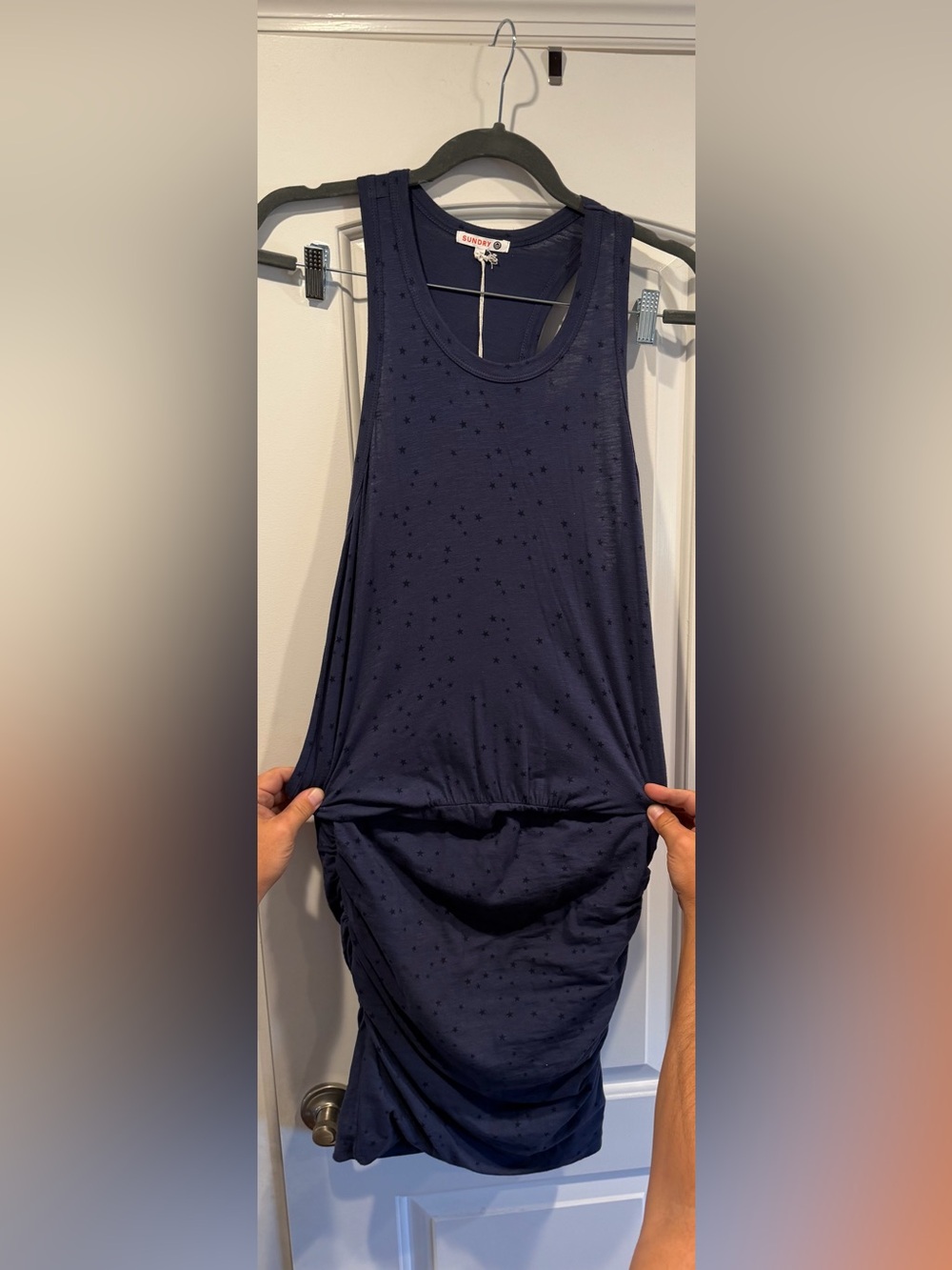 Sundry Navy Sleeveless Tank Dress with Stars